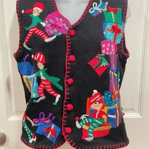 Vintage Belle Pointe Women’s Christmas Vest Button Up